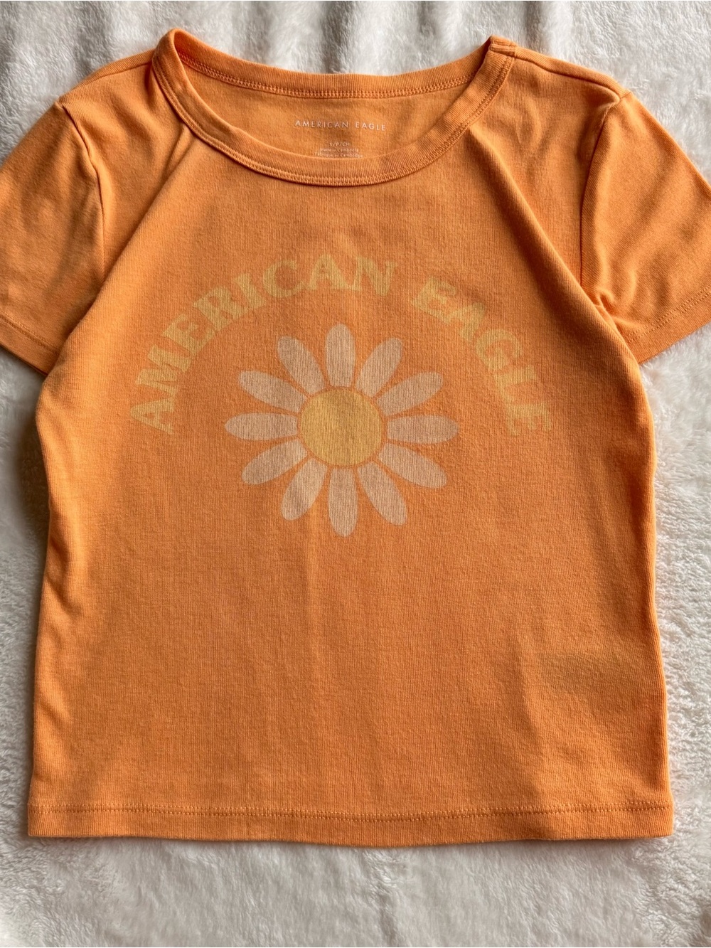 American Eagle Outfitters Orange Graphic Baby Tee